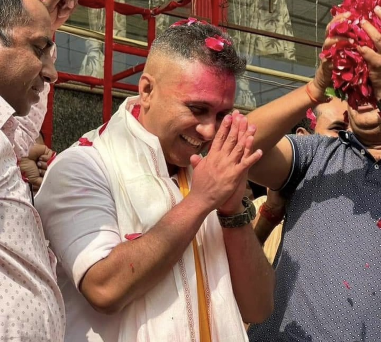 With Supporters at Public Event — Buxar