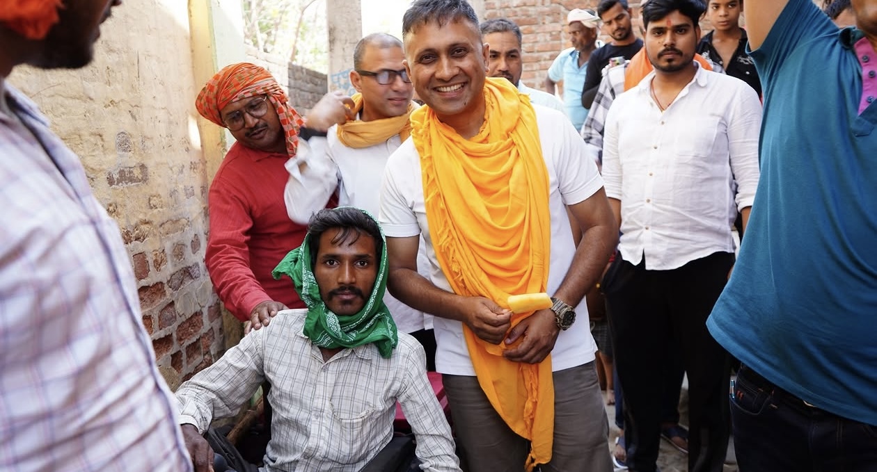 With Supporters at Public Event — Buxar