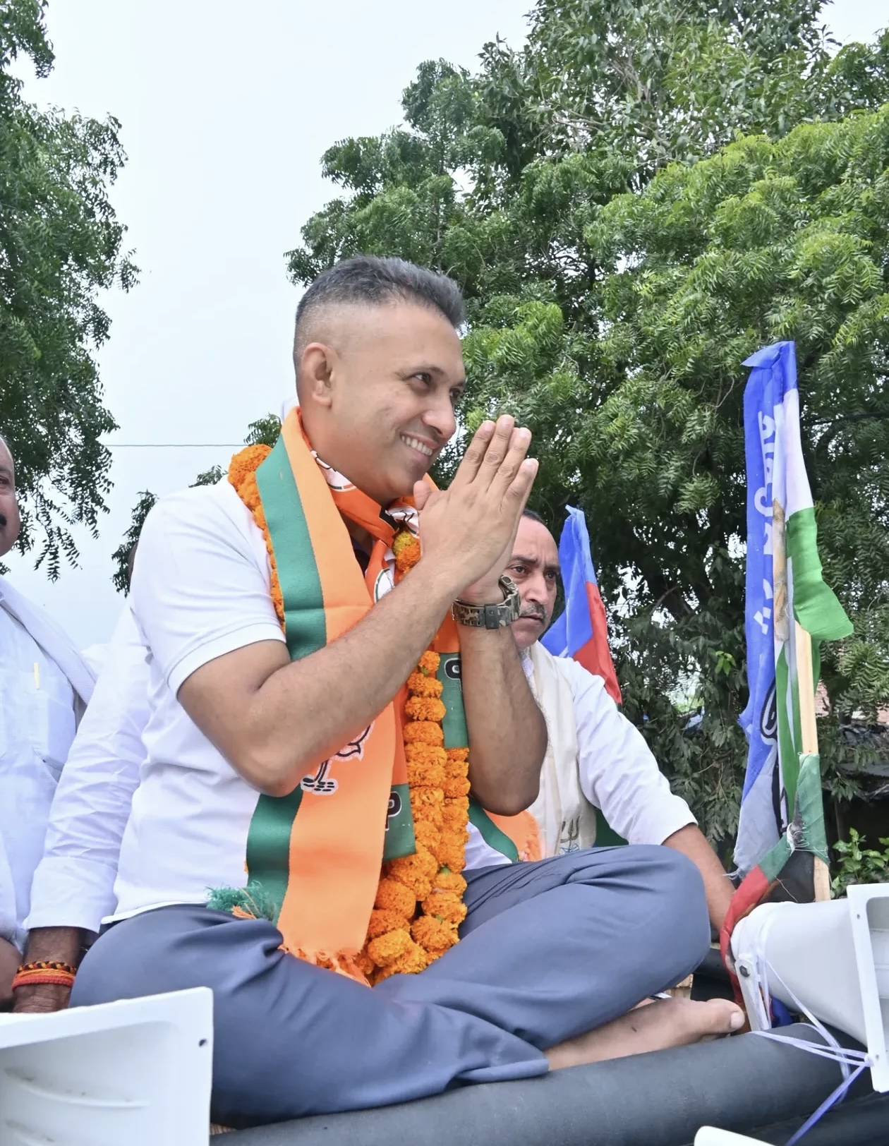 Garlanded by Supporters — Campaign Trail, Buxar